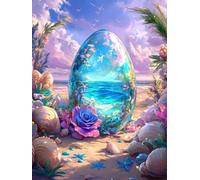 Mesribandy 5D Diamond Art Painting Kit Colored Crystals on The Beach DIY Full Drill Diamond Crystal Rhinestone Painting for Kids Adults Beginners Home Wall Decor 50x70 cm
