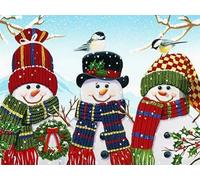 Mesribandy 5D Diamond Art Painting Kit DIY Full Drill Diamond Crystal Rhinestone Painting for Kids Adults Beginners Home Wall Decor Three Snowmen 50x70 cm