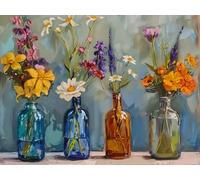 Mesribandy 5D Diamond Art Painting Kit DIY Full Drill Diamond Crystal Rhinestone Painting for Kids Adults Beginners Home Wall Decor Vase Flowers 50x70 cm