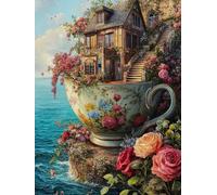 Mesribandy 5D Diamond Painting Kits Dream Beach House DIY Full Drill Painting Rhinestone Pictures Arts Crafts for Home Wall Decor 50x70 cm