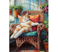 Mesribandy 5D Diamond Painting Kits Little Lazy cat DIY Full Drill Painting Rhinestone Pictures Arts Crafts for Home Wall Decor 50x70 cm