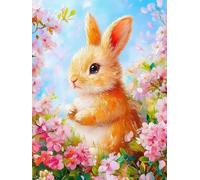 Mesribandy Stamped Cross Stitch Kits 11CT Pre-Printed Embroidery Kit Little Rabbit DIY Adult Beginners Home Decoration 40x50 cm
