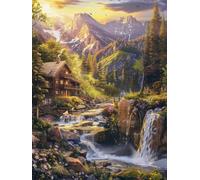 Mesribandy Stamped Cross Stitch Kits 11CT Pre-Printed Embroidery Kit Natural Landscapes DIY Adult Beginners Home Decoration 40x50 cm