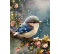 Mesribandy Stamped Cross Stitch Kits 11CT Pre-Printed Embroidery Kit Snowflake Bird DIY Adult Beginners Home Decoration 40x50 cm