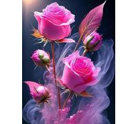 Mesribandy Stamped Cross Stitch Kits Smoke Flowers 11CT Hand Embroidery for Adults DIY Crafts for Needle Point Starter Kit Home Decor Gift 50x70 cm