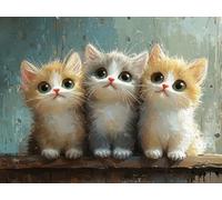 Mesribandy Stamped Cross Stitch Kits Three Cats 11CT Pre-Printed Embroidery Kit DIY Adult Beginners Home Decoration 40x50 cm