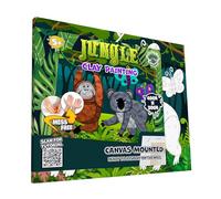 Mess-Free Jungle Clay Painting Kit, Air Dry Clay Modelling Kit, Sensory 3D Canvas Fun Arts and Crafts Kit for Kids, Pre-Framed 40x30cm with Tools & Idea Guide - Fun, Hands-On Gift for Creativity