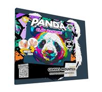 Mess-Free Panda Clay Painting Kit, Air Dry Clay Modelling Kit, Sensory 3D Canvas Fun Arts and Crafts Kit for Kids, Pre-Framed 40x30cm with Tools & Idea Guide - Fun, Hands-On Gift for Creativity