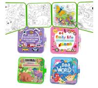 Mess-Free Water Colouring Book, Reusable Painting Book with Pen, Water Paint Color Book, No Mess, Just Add to Reveal Vibrant Colors, Gifts for Boys Girls (2)