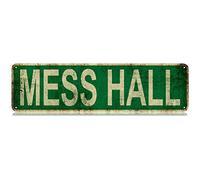 Mess Hall Slim Tin Sign Street Funny Metal Sign Wall Decor for Bedroom Farm Home Bar Garage Man Cave Wall Art Gift 4" by 16"