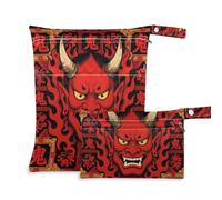 Mess-Proof Bags For Swimsuits 2 Pack Japanese Oni Hannya Red Ghosts
