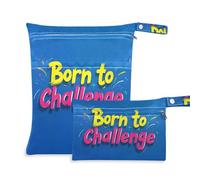 mess-proof bags for travel 2 Pack travel essentials for flying with handles for yoga, baby diapers Born To Challenge
