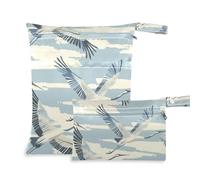 mess-proof dry bags waterproof 2 Pack travel essentials for babies with handles for daycare, beach Flying Crane