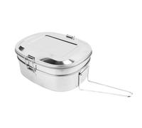 Mess Tins for Camping & Cooking - Oval Cookset, Foldable Handle, Compact and Lightweight, Portable Utensil, Outdoor Activities, Camping Gear (1 Pack - Stainless Steel Tins)