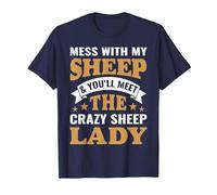 Mess with My Sheep & You'll Meet The Crazy Sheep Lady T-Shirt, Men, Navy Blue, Small