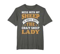 Mess with My Sheep & You'll Meet The Crazy Sheep Lady T-Shirt, Men's Big and Tall, Asphalt Grey, 2X Tall