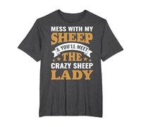 Mess with My Sheep & You'll Meet The Crazy Sheep Lady T-Shirt, Men's Big and Tall, Dark Heather Grey, 2X Tall