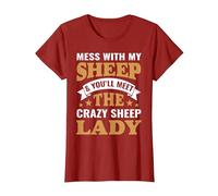 Mess with My Sheep & You'll Meet The Crazy Sheep Lady T-Shirt, Women, Cranberry Red, Medium