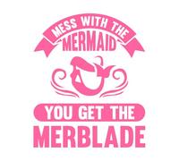 Mess with The Mermaid You get The merblade Lettering Stickers 65.6x78.7cm Can Modify and add Information Pink