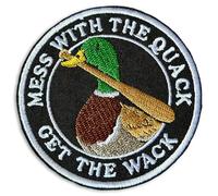 Mess with The Quack Get The Wack Patch 3" Funny Duck Meme Sarcastic Humor Iron On/Sew On Embroidery Patch for Caps, Backpacks, Jackets, Uniform DIY PVC Patches Gift for Her Girls 3 Inches