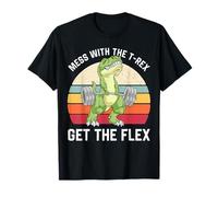 Mess With The T-Rex Get The Flex Dinosaur Weightlifting Gym T-Shirt