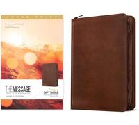 Message Deluxe Gift Zipper Bible, Large Print (Leather-Look, Rustic Brown), The