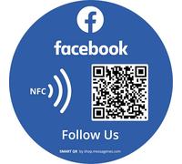 MESSAGENES Customizable Facebook QR NFC Sticker | Boost Followers | Reusable QR | 1 Round Unit | Premium Quality | Ideal for Business, Showcase, Store, Wall or Window