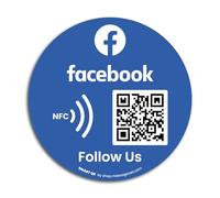 MESSAGENES | Follow Us on Facebook QR NFC Sticker | Gain Followers | PACK 2 Round Units | Customizable, Dynamic and Reusable QR | Facebook Decal for Business | Facebook QR Code Plaque |FB Logo Sticker