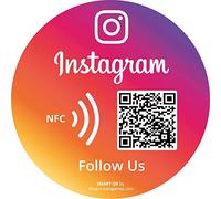 MESSAGENES | Follow Us on Instagram QR NFC Sticker | Boost Followers | 1 Round Unit | Dynamic and Reusable QR | Instagram Stickers for Small Business | Premium Materials | Ideal for Showcase, Windows