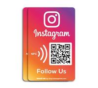 MESSAGENES | Follow Us on Instagram QR NFC Sticker | Social Media Stickers | Boost Followers | Pack 2 Rectangular Units | Dynamic and Reusable QR | Instagram Stickers for Business | Premium Materials