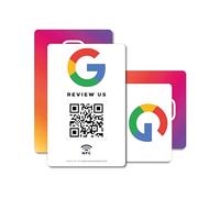MESSAGENES | PVC Card Review Us on Google QR Code and NFC + Instagram | NFC Business Card Google Reviews + Instagram | Reusable QR Code for Reviews and Followers | Pack 2 Units | Reviews and Followers