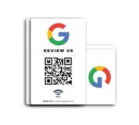 MESSAGENES | PVC Card Review Us on Google QR Code and NFC | NFC Business Card | Reusable QR Code for Reviews | Pack 2 Units | Boost your Business Reviews | Get Easy Reviews |Boost your Review Ranking