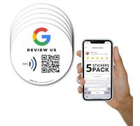 MESSAGENES Reusable Review Tap Sticker for Google - 5-Pack QR & NFC - iPhone & Android - Boost My Reviews - Set Up at Home