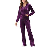 MessBebe Womens Velour Tracksuits Set Sweatsuit Hoodie Top and Jogging Pants Casual Loungewear 2 Piece Sportswear