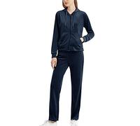MessBebe Womens Velour Tracksuits Set Sweatsuit Hoodie Top and Jogging Pants Casual Loungewear 2 Piece Sportswear Navy Blue S