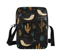 messenger bag for men Desert Cactus Whale Black cross body bag Adjustable Strap for business business bolso de hombro para mujer
