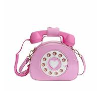Messenger Bag Teens Telephone Shaped Purse Shoulder Crossbody Tote Bags Women Retro Phone Top Handle Handbags For Girls Large Shoulder Tote (Pink, One Size)