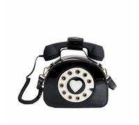 Messenger Bag Teens Telephone Shaped Purse Shoulder Crossbody Tote Bags Women Retro Phone Top Handle Handbags For Girls Large Shoulder Tote (Black, One Size)