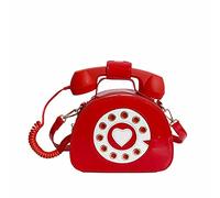 Messenger Bag Teens Telephone Shaped Purse Shoulder Crossbody Tote Bags Women Retro Phone Top Handle Handbags For Girls Large Shoulder Tote (Red, One Size)