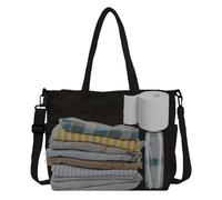 Messenger Shoulder Bag, Corduroy Tote Bag for Women - Large Shoulder Bag Shoulder Bag | Large Messenger Messenger Bags for Women Corduroy for Work Occasion, Black, Fare riferimento alla descrizione