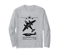 Messerschmitt Me 262 WW2 Jet Plane Silhouettes Long Sleeve T-Shirt