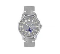 Messerschmitt ME42CH-M Men's Watch - Elegance & Precision - Grey Painted Dial in Combination with Satin Stainless Steel Case - Diameter 42 mm - Leather Strap - Made in Germany, silver