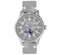 Messerschmitt ME42CH-M Men's Watch - Elegance & Precision - Grey Painted Dial in Combination with Satin Stainless Steel Case - Diameter 42 mm - Leather Strap - Made in Germany, silver