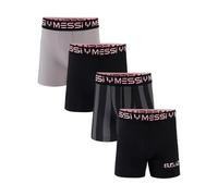 Messi Boys 4 Pack of Boxer Briefs, Kids Underwear With Stretch Material & Elastic Waist Boxer Briefs, pink stripe, S