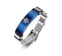 Messianic Cross Star of David Bracelet for Men Women,Adjust Mesh Chain Jewish Star Bracelets Christianity Judaism Star of David Cuff Bracelets Israel Hexagon Christian Faith Jewelry, M, Metal, Agate