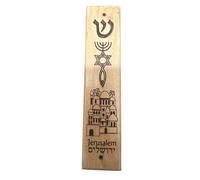 Messianic Olive Wood Jerusalem Mezuzah 5"