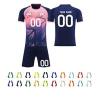 MessiFootball Kit Kids Personalised Football Shirts Shorts and Socks Set Custom Name Number Team Name and Logo Football Uniforms Training Suits Boys Football Kits(29 Football Kits)