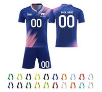 MessiFootball Kit Kids Personalised Football Shirts Shorts and Socks Set Custom Name Number Team Name and Logo Football Uniforms Training Suits Boys Football Kits(02 Football Kits)