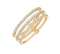 Messika Gatsby 18ct Yellow Gold 0.41ct Diamond Three Row Ring - N