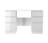 Messina Gloss White 6 Drawer Non-Extendable Desk (H)785mm (W)1254mm (D)386mm